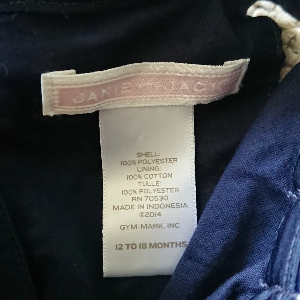 Janie and Jack Navy Blue Sailboat Print Kids Dress size 12-18M